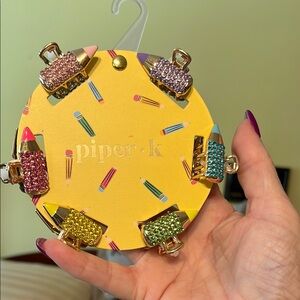 NWT Piper K Glitter Rhinestone Pencil Hair Clips 6 individual colors 6 pieces